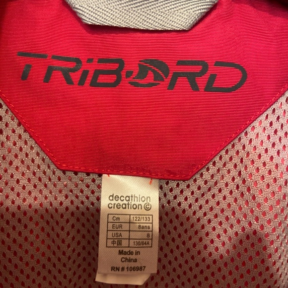 VINTAGE TRIBORD DECATHLON RED HOODED RAIN JACKET HOODIE COLD WINTER SNOW SZ 8 - Picture 8 of 13